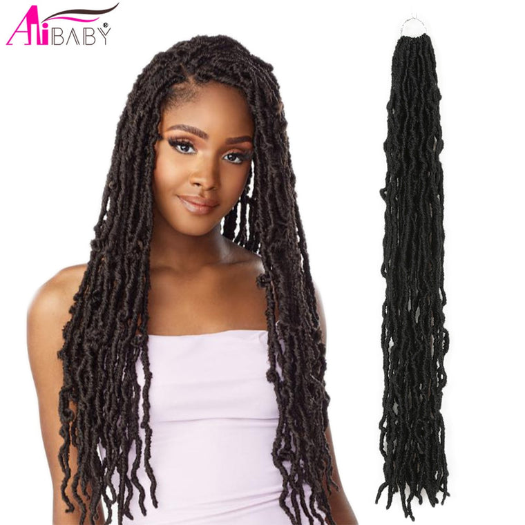 Extensions capillaires synthétiques longues Nu locs, tresses au Crochet, Extension capillaire