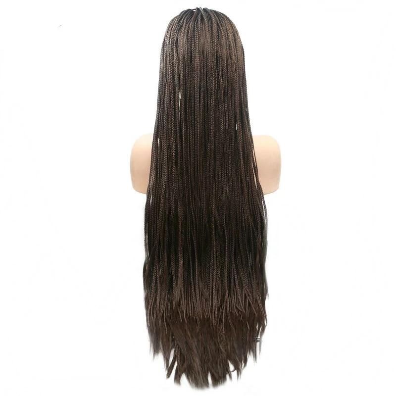 Long Box Braids Wig Dark Brown Synthetic Lace Front Wigs Surprisehair