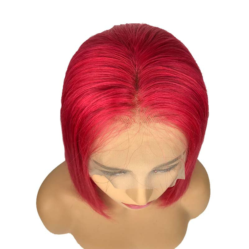  red bob human hair wig