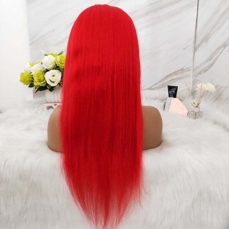 red color lace frontal wig brazilian hair 