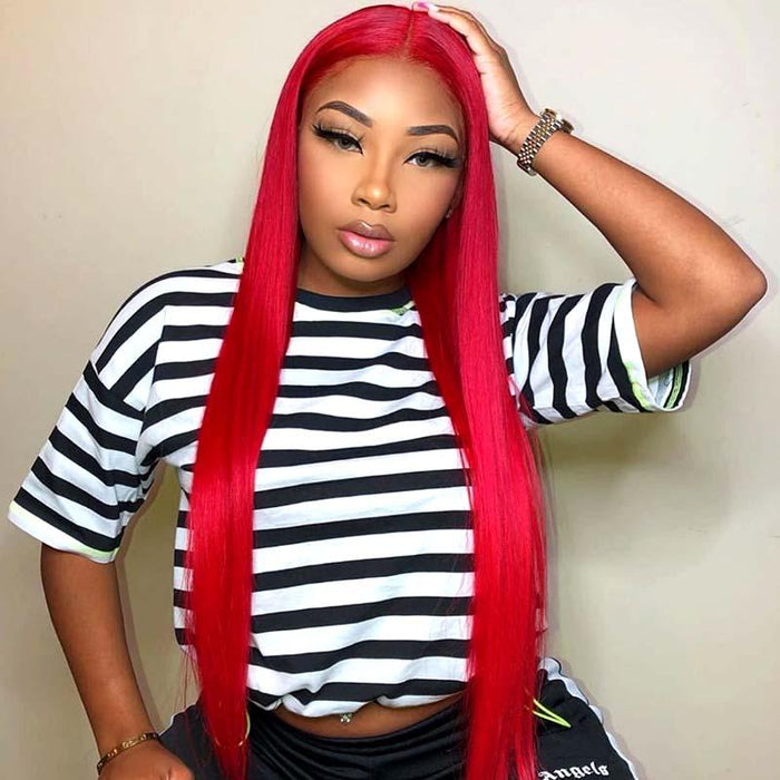 red lace wig straight for black women