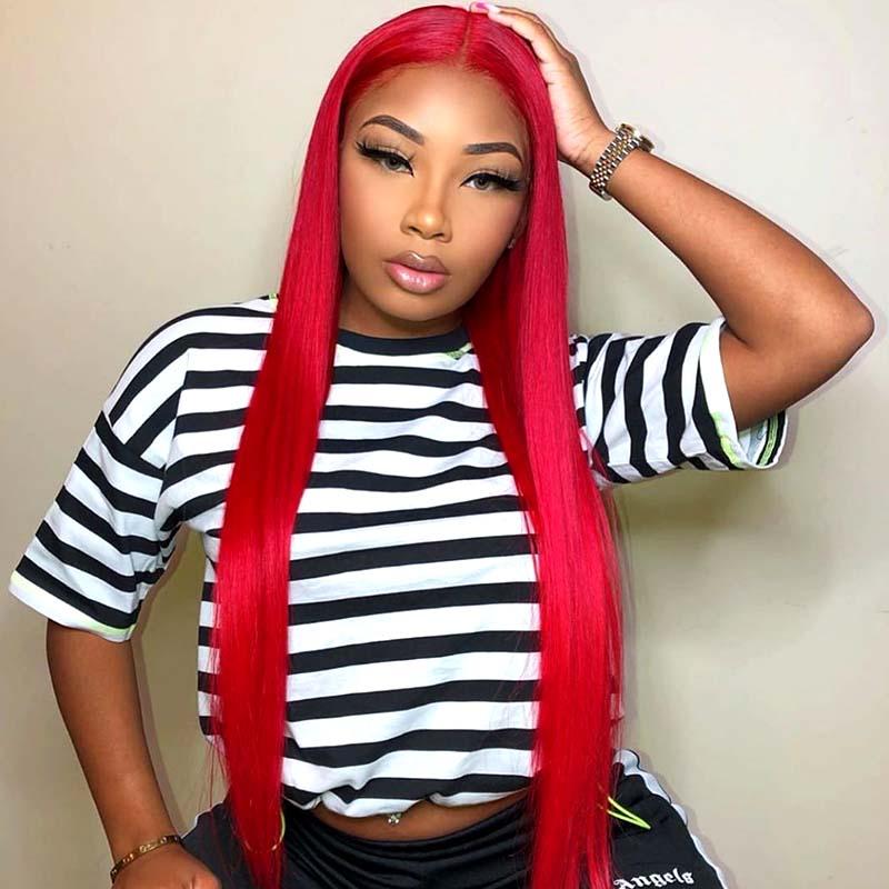 red lace wig straight for black women