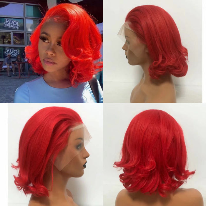red human hair bob wig for black women