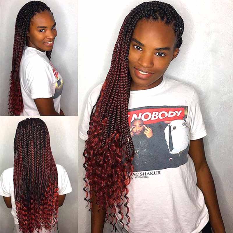 red ombre godness braids lace wig for American African