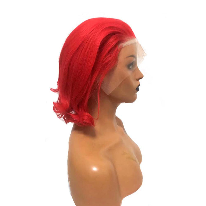red short bob wavy wig