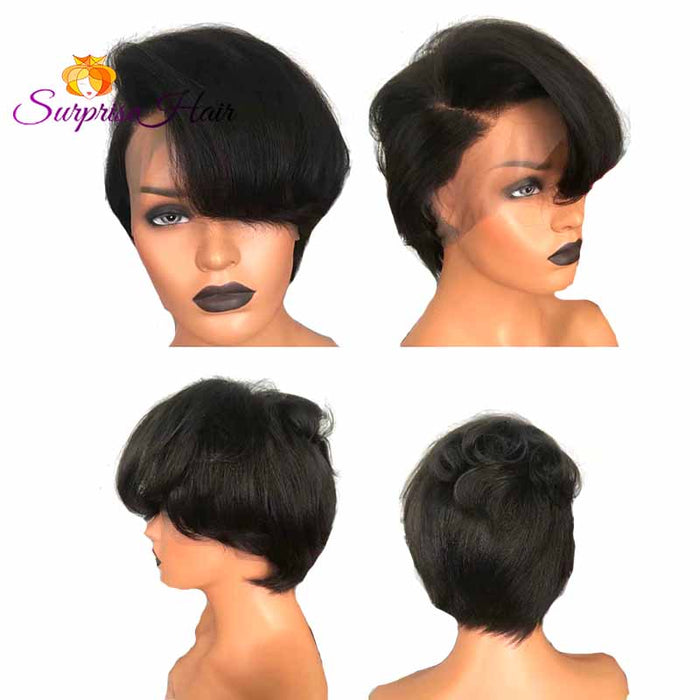short black human hair pixie cut wig for black women