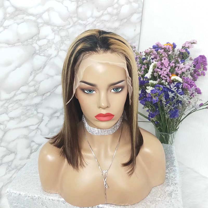 short bob lace wig highlight color for American African