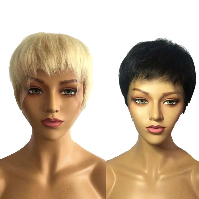 short brazilian hair pixie cut wig for black women