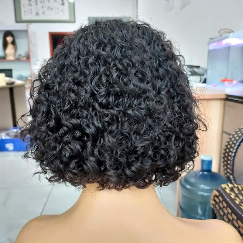 short curly pixie cutl ace frontal wig