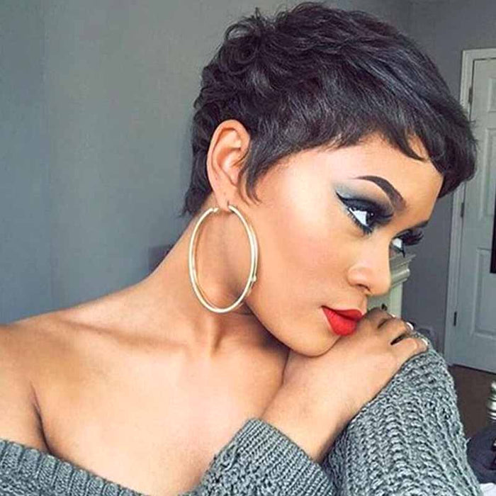 short human hair wig pixie cut for african American
