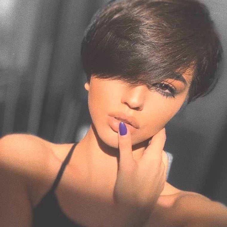 Straight Pixie Cut Lace Wig Human Hair for African American