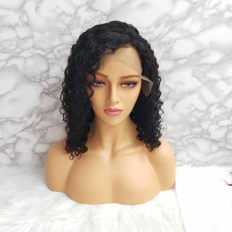 side part curly bob wig lace frontal for African American