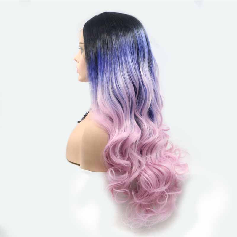 surprisehair-Surprisehair Cheap 3 Tone Synthetic Lace Front Wig Purple Multi body wave for Sale 