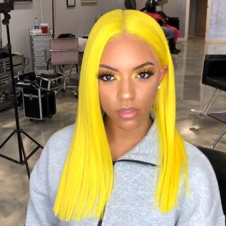 #Yellow Color 13x4 Lace Front Wig Human Hair Straight Surprisehair