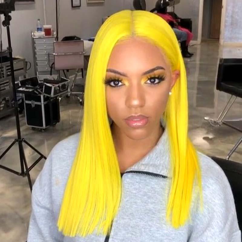 yellow lace wig straight for black women